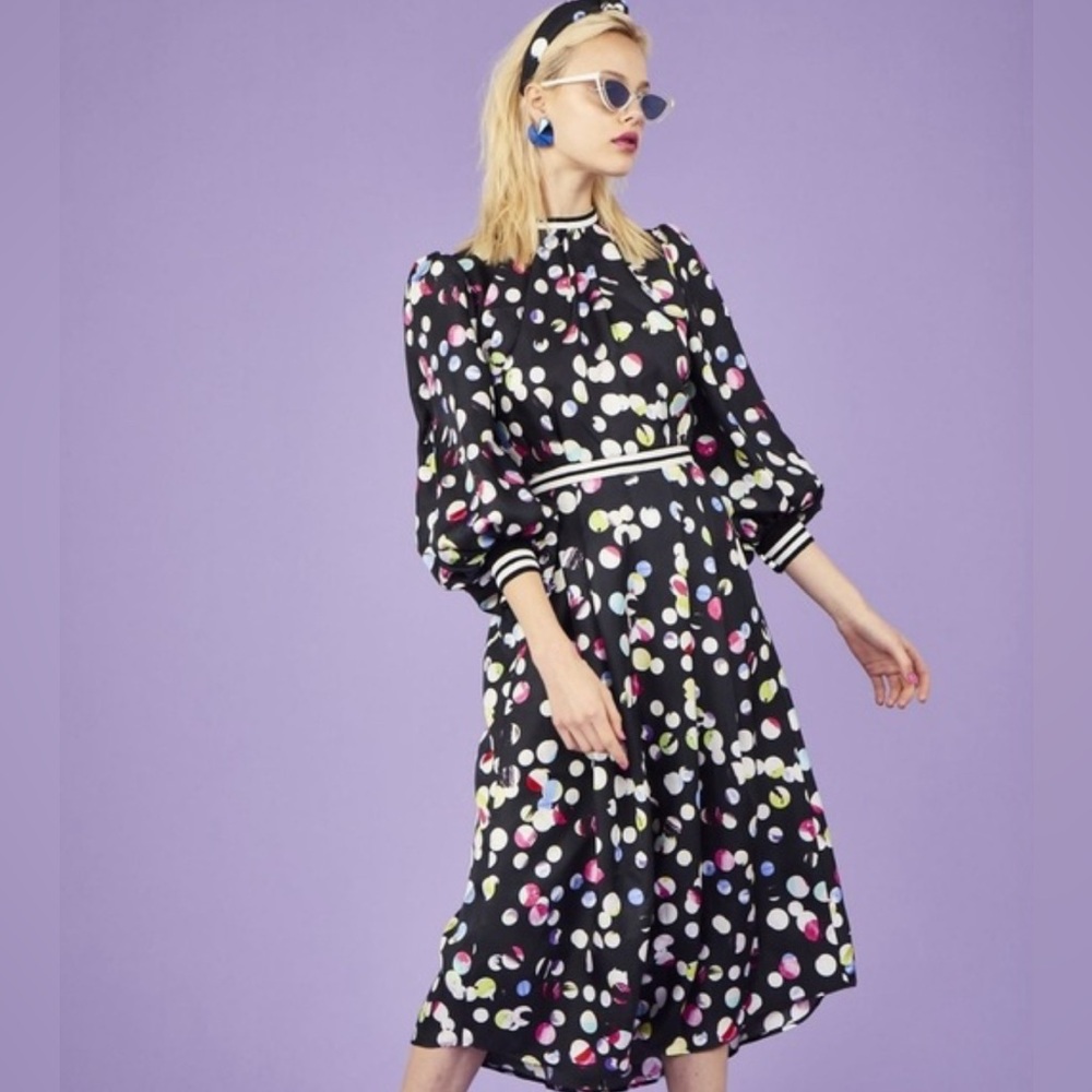 Hunter Silk Casper Maxi Dress with Polka Dots